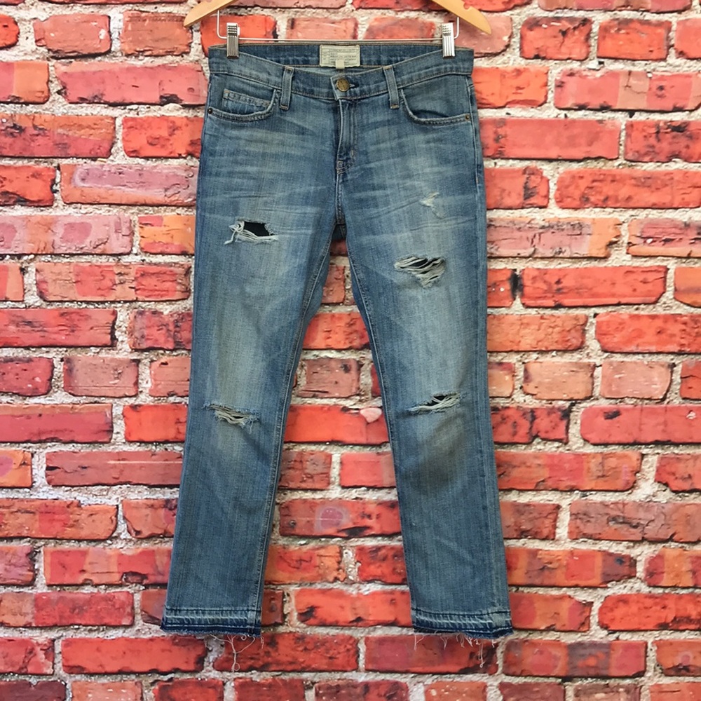 Current/Elliott The Cropped Straight in Super Loved Destroy with Let Out Hem